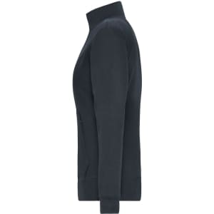 A side view of a navy Ladies Doubleface Jacket featuring a zip and pockets, with a minimalistic design.
