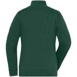 A green Ladies Doubleface Jacket featuring a high collar and long sleeves. The back view highlights its smooth design.