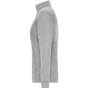 A grey ladies doubleface jacket in a fitted design, featuring a high collar and side pockets. It has a logo.
