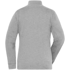 A grey ladies doubleface jacket with a high collar, featuring a plain back design. Includes a branding logo.