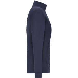 A navy blue Ladies Doubleface Jacket with a zip, featuring a side view and discreet pockets.