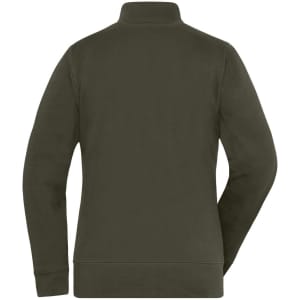 A ladies doubleface jacket in olive green with a high collar, showcasing the back view and a simple design.