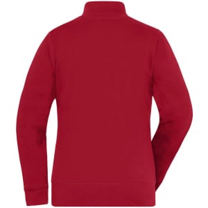 A red Ladies Doubleface Jacket featuring a high collar and a stylish back design. It has an embedded logo.