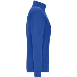A blue Ladies Doubleface Jacket with a high collar and a side pocket. It has a simple design and features a logo.