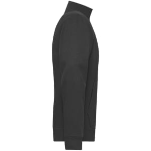 A black men's doubleface jacket with a high collar and a side pocket, featuring a logo.