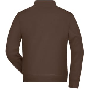 A brown doubleface jacket featuring a simple design and a collar, with a logo on the back.