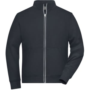 A men's doubleface jacket in dark navy with a full zip and two front pockets. Features a logo on the chest.