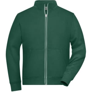 A green men's doubleface jacket with a zip front, a high collar, and front pockets. It features a logo on the chest.