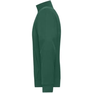 A green men's doubleface jacket featuring a high collar and long sleeves, with a side pocket and a logo.