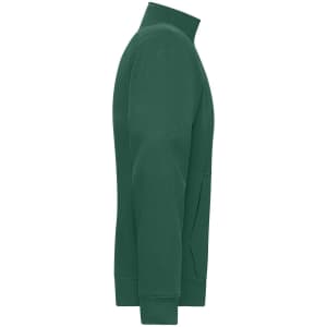 A green men's doubleface jacket with a zip collar and side pockets, featuring a logo on the chest.