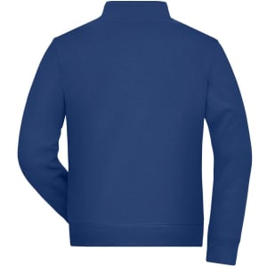 A navy blue men's doubleface jacket with a high collar, showcasing the back view. It features a logo on the side.