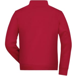 A red men's doubleface jacket with a simple design and a logo on the back. The fabric appears sturdy and warm.
