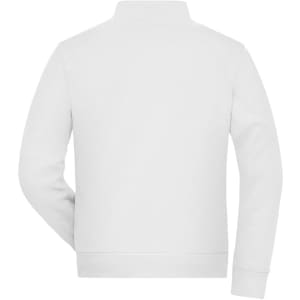A white men's doubleface jacket with a simple design and a collar, featuring a logo on the back.