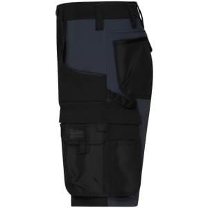 Workwear Stretch-Bermuda shorts in navy and black, featuring multiple pockets and a logo.