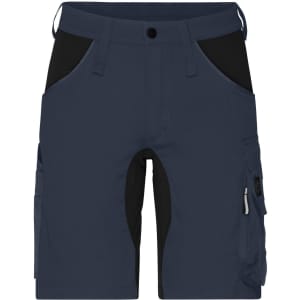 Workwear Stretch-Bermuda shorts in navy with black accents and multiple pockets. Features a logo.