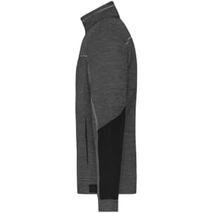 A men's polar fleece jacket in grey with black accents, featuring a high collar and a branded logo.