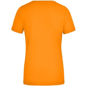 An orange ladies' t-shirt featuring a classic crew neck and short sleeves. The back is plain with no visible logos.