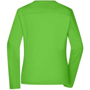 A bright green ladies' long-sleeve T-shirt with a simple design and no visible branding.