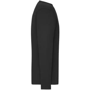 A black long-sleeve T-shirt designed for men's workwear, featuring a classic cut and a logo.