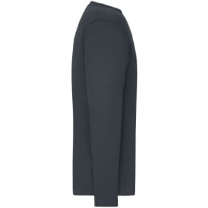 A long-sleeve men's work t-shirt in dark grey, featuring a simple design and a logo on the chest.