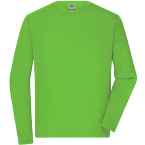 A long-sleeve work T-shirt in bright green, featuring a regular fit and a label inside the neckline.