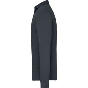 A dark navy long-sleeved polo shirt for men, featuring a collar and a logo.