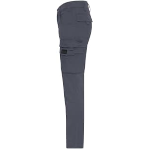 Light grey work pants featuring cargo pockets and a contrasting logo.