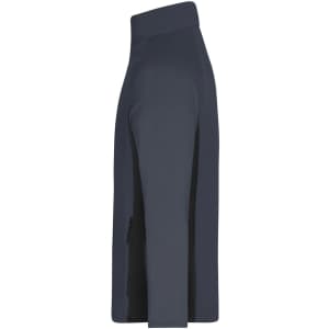 A men's stretch fleece jacket in navy, featuring a sleek design with side pockets and a high collar.