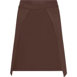 A brown apron short featuring side panels and a straight hem. It includes a logo but no visible branding details.