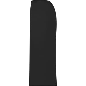A long black apron with a smooth design, featuring a logo or branding on the surface.
