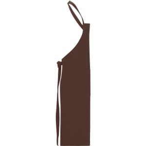 A brown apron with bib, featuring adjustable straps and a tie closure, suitable for workwear.