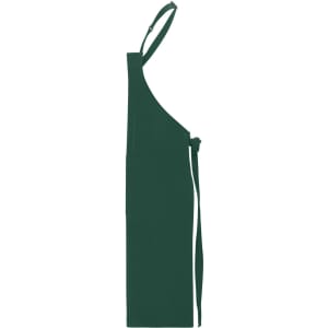 A dark green apron with a bib, featuring adjustable straps and a waist tie. It has a simple design and no visible branding.