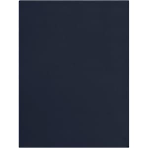 A navy fleece blanket, rectangular in shape, with a smooth texture. It features a subtle logo in a corner.