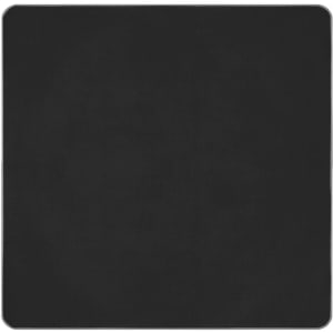 A black picnic blanket with a smooth texture and rounded corners, featuring a logo.