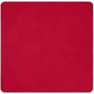 A red picnic blanket XL with a smooth texture and a bordered edge, featuring a logo in one corner.