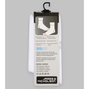 Function Sport Socks in white, featuring a hanging tag with material details and a logo.