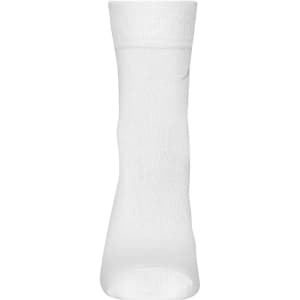White sport socks featuring a logo, designed for athletic use.