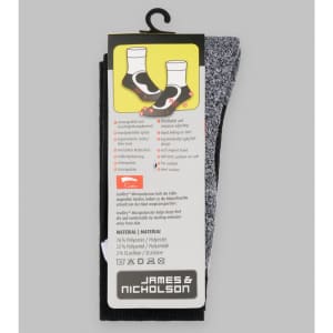 Sport socks in grey and black, featuring a breathable design and logo branding, displayed with packaging.