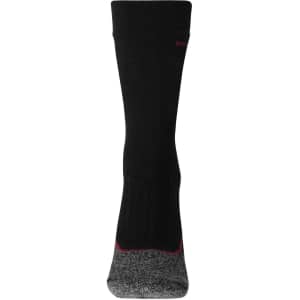 Warm work socks in black with a grey toe and heel, featuring a subtle logo design.