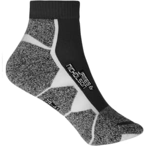 Sport sneaker socks featuring a grey and black design with a patterned texture and a small logo.