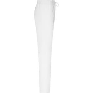 Ladies comfort pants in white, featuring an elastic waistband and drawstring, designed for a relaxed fit.