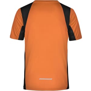 A men's T-shirt in fluo yellow and black with short sleeves and a sporty design, featuring a small logo.