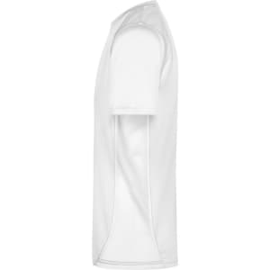 A men's t-shirt in white, featuring short sleeves and a simple design. It has a logo.
