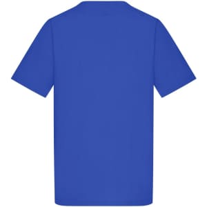 A blue men's tunic with short sleeves, featuring a plain design and no visible logos on the back.