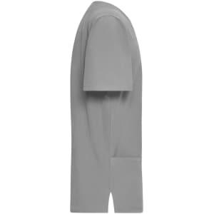 A grey men's stretch casack featuring short sleeves and a side pocket, designed as a uniform tunic.