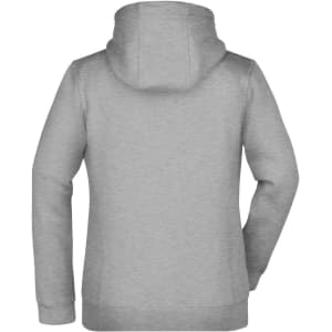 A grey ladies doubleface jacket with a hood, featuring a simple and sleek back design.