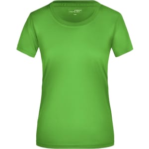 A green Ladies Active-T shirt with a round neckline and short sleeves. It features a logo.