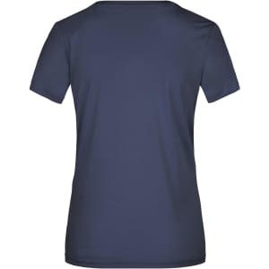 A navy blue Ladies Active-T with a round neck and short sleeves. The shirt features a logo.