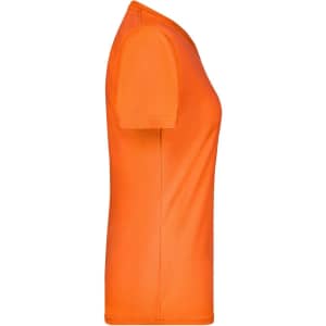 An orange Ladies Active-T shirt with short sleeves and a fitted silhouette. It features a logo on the side.