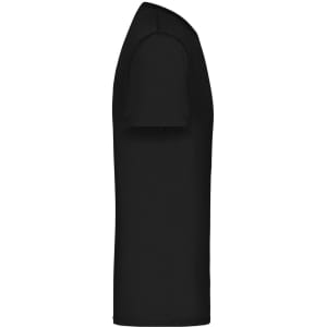 A black men's active t-shirt with short sleeves and a simple design, featuring a logo on the side.